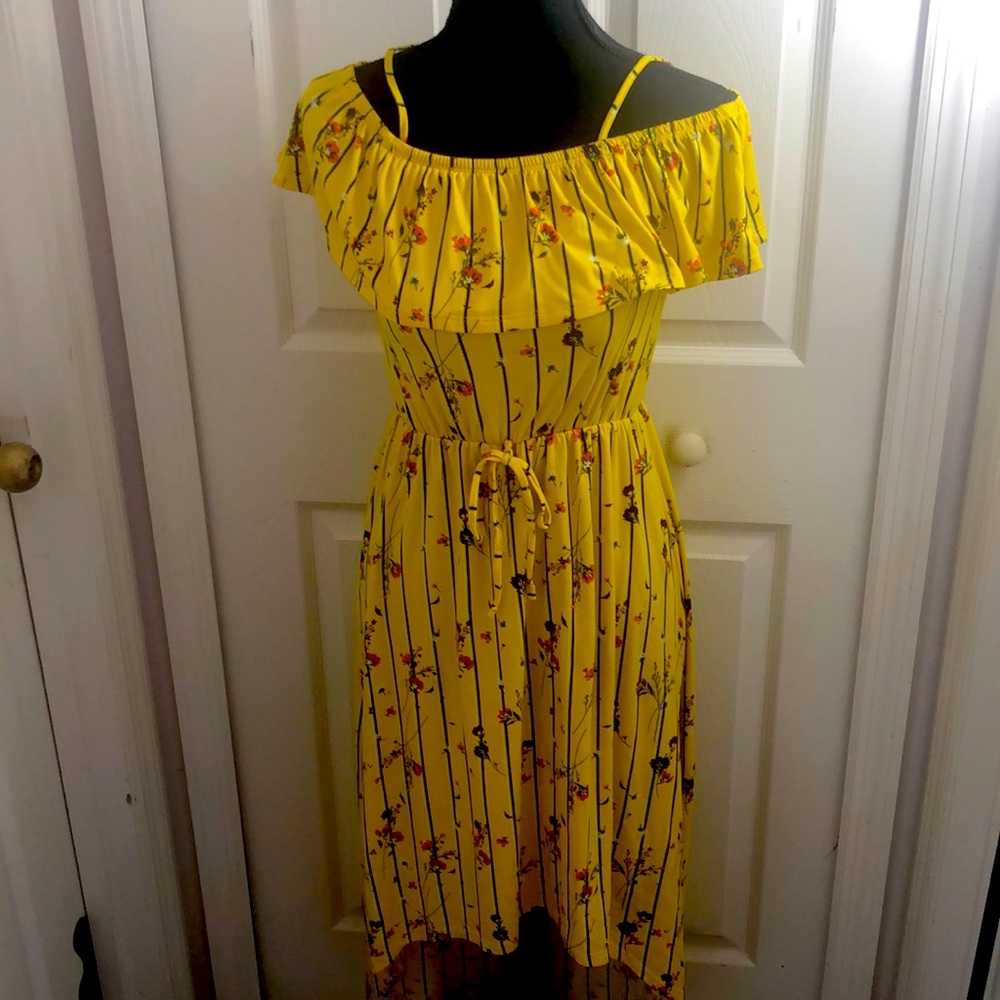 Girls Sleeveless Yellow Long Floral Dress